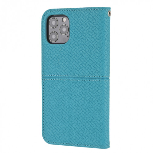 Texture tissée Couture Couture magnétique Horizontal Horizontal Boîtier en cuir PU avec support & carte Slots & Portefeuille et longe pour iPhone 13 Pro (Bleu) SH309C856-07