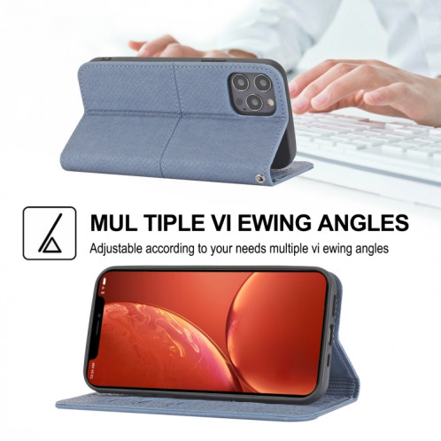 Texture tissée Couture Magnétique Horizontal Horizontal Boîtier en cuir PU avec support & carte Slots & Portefeuille et longe pour iPhone 13 PRO (gris) SH309D1557-07