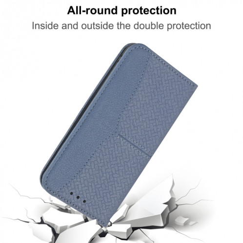 Texture tissée Couture Magnétique Horizontal Horizontal Boîtier en cuir PU avec support & carte Slots & Portefeuille et longe pour iPhone 13 PRO (gris) SH309D1557-07