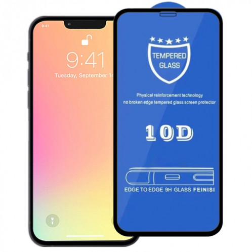 9H 10D Protecteur d'écran en verre trempé en verre trempé pour iPhone 13 Mini (Noir) SH201A69-08