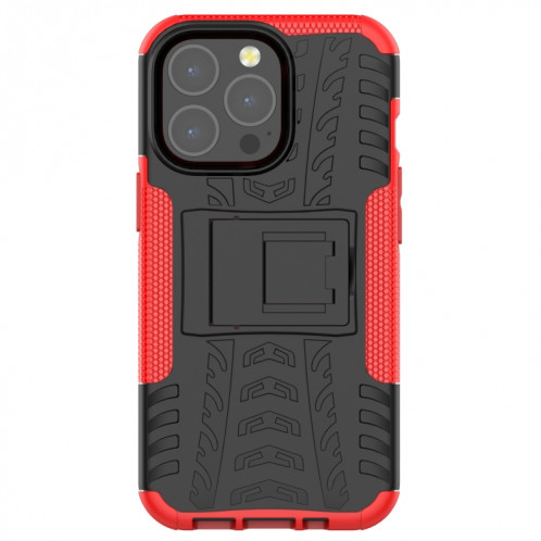 Texture des pneus TPU + TPU + PC PC avec support pour iPhone 13 Mini (rouge) SH201A1252-07