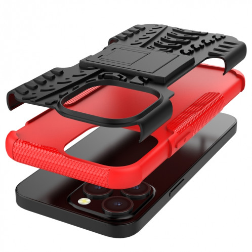 Texture des pneus TPU + TPU + PC PC avec support pour iPhone 13 Mini (rouge) SH201A1252-07