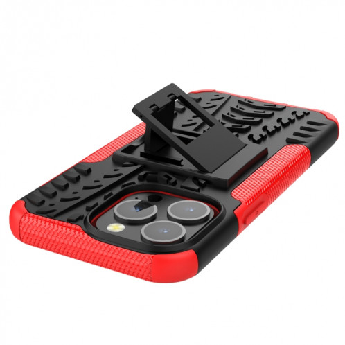 Texture des pneus TPU + TPU + PC PC avec support pour iPhone 13 Mini (rouge) SH201A1252-07