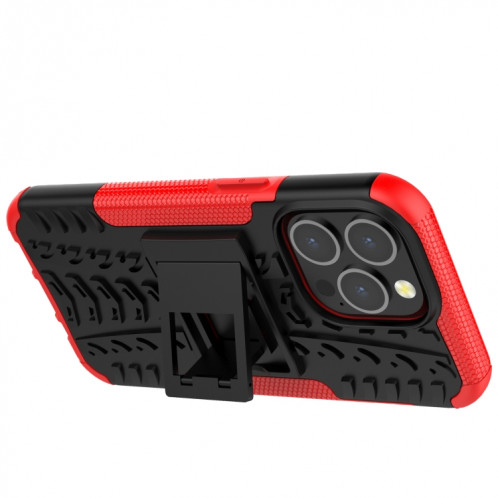 Texture des pneus TPU + TPU + PC PC avec support pour iPhone 13 Mini (rouge) SH201A1252-07