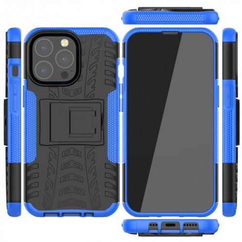 Texture de pneu TPU TPU + PC Cas de protection avec support pour iPhone 13 mini (bleu) SH201B459-07