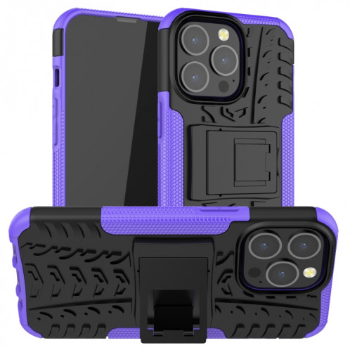 Texture de pneu TPU TPU + PC Cas de protection avec support pour iPhone 13 Mini (violet) SH201C1470-07