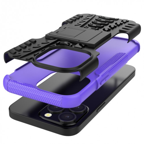 Texture de pneu TPU TPU + PC Cas de protection avec support pour iPhone 13 Mini (violet) SH201C1470-07