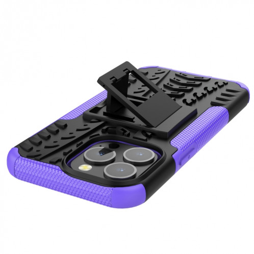 Texture de pneu TPU TPU + PC Cas de protection avec support pour iPhone 13 Mini (violet) SH201C1470-07