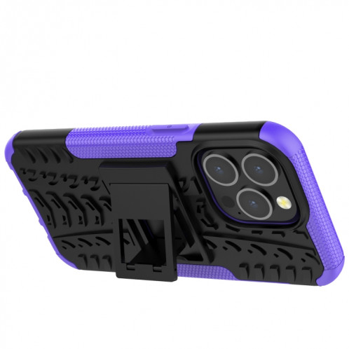 Texture de pneu TPU TPU + PC Cas de protection avec support pour iPhone 13 Mini (violet) SH201C1470-07