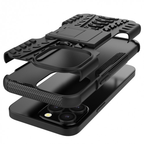 TECT TEXTURE TPU TPU + PC TPU + PC avec support pour iPhone 13 Mini (Noir) SH201D172-07