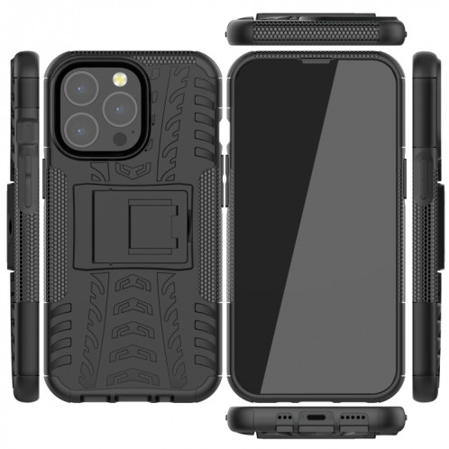 TECT TEXTURE TPU TPU + PC TPU + PC avec support pour iPhone 13 Mini (Noir) SH201D172-07