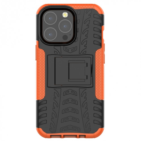 Texture des pneus TPU + PC Cas de protection avec support pour iPhone 13 Mini (Orange) SH201H680-07