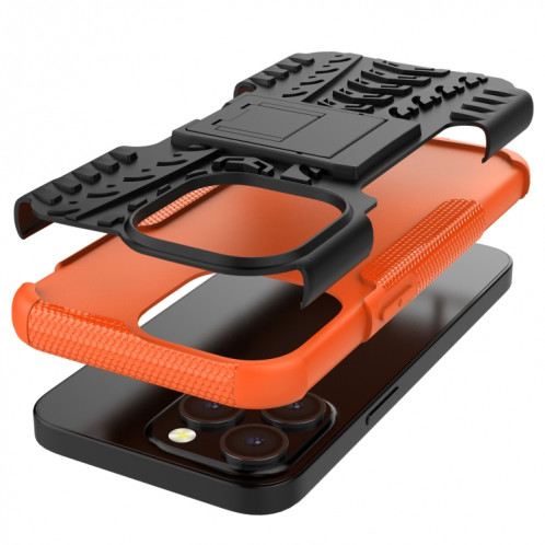 Texture des pneus TPU + PC Cas de protection avec support pour iPhone 13 Mini (Orange) SH201H680-07