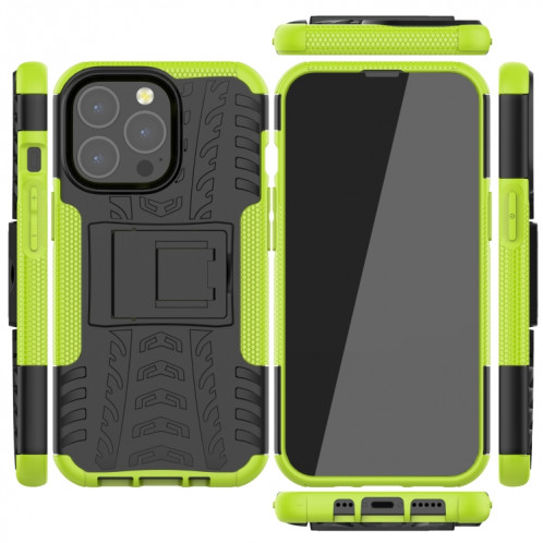 Texture de pneu TPU TPU + PC TPU + PC avec support pour iPhone 13 (vert) SH202F1017-07