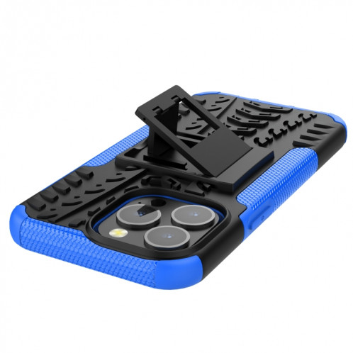 Texture de pneu TPU TPU + PC TPU + PC avec support pour iPhone 13 Pro (Bleu) SH203B795-07