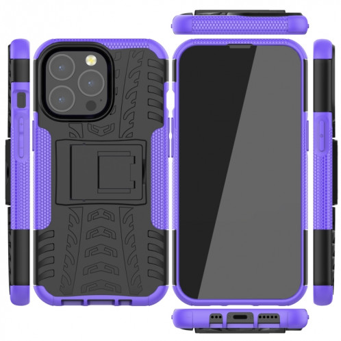 Texture de pneu TPU TPU + PC TPU + PC avec support pour iPhone 13 Pro (violet) SH203C1922-07