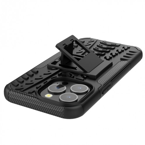 Texture de pneu TPU TPU + PC TPU + PC avec support pour iPhone 13 Pro (Noir) SH203D1952-07