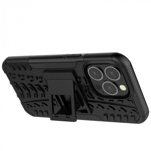 Texture de pneu TPU TPU + PC TPU + PC avec support pour iPhone 13 Pro (Noir) SH203D1952-07