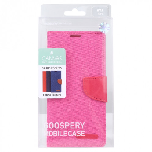 Diary Toile de Goospery Texture Texture Texture Horizontale Horizontal Toam Coating avec support & Card Slots & Portefeuille pour iPhone 13 (Rose Rouge) SG402A99-07