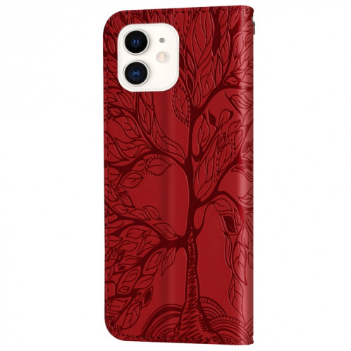 VIE D'ESCASSAGE D'ESCOSING PATCH Horizontal Flip Cuir Coffret avec support & carte Fente et portefeuille et cadre photo et longe pour iPhone 13 (rouge) SH602C1764-07
