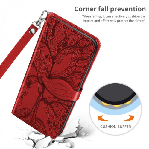 VIE D'ESCASSAGE D'ESCOSING PATCH Horizontal Flip Cuir Coffret avec support & carte Fente et portefeuille et cadre photo et longe pour iPhone 13 (rouge) SH602C1764-07