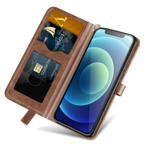 VIE D'ESCOSSING DE L'ESCOSSING PATTURE Horizontal Flip Cuir Case avec support & Card Slot & Portefeuille et cadre photo et longe pour iPhone 13 (Brown) SH602E71-07
