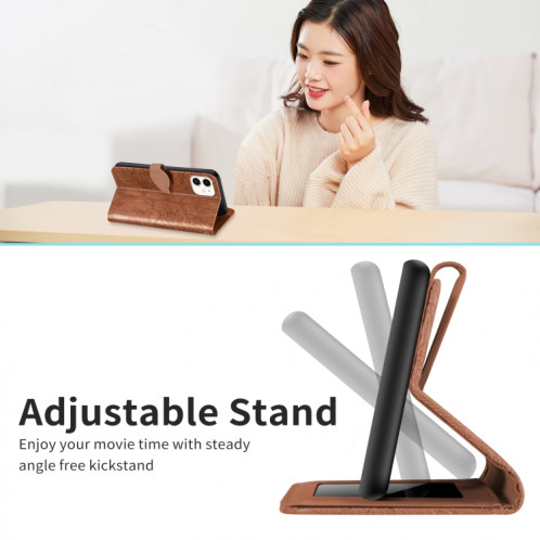 VIE D'ESCOSSING DE L'ESCOSSING PATTURE Horizontal Flip Cuir Case avec support & Card Slot & Portefeuille et cadre photo et longe pour iPhone 13 (Brown) SH602E71-07