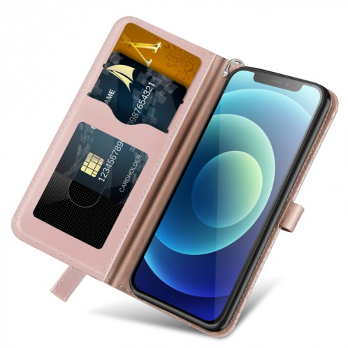 Life of Tree Embossing Modèle Horizontal Flip Cuir Case avec support & Card Slot & Portefeuille et cadre photo et longe pour iPhone 13 Pro (Rose Gold) SH603A904-07