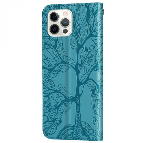 VIE D'ESCASSEMENT D'ESCOSSING HORIZONTAL ROCK CUIR Boîtier avec support & carte Fente & portefeuille et cadre photo et longe pour iPhone 13 PRO (Lac Bleu) SH603B338-07