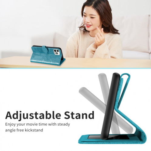 VIE D'ESCASSEMENT D'ESCOSSING HORIZONTAL ROCK CUIR Boîtier avec support & carte Fente & portefeuille et cadre photo et longe pour iPhone 13 PRO (Lac Bleu) SH603B338-07