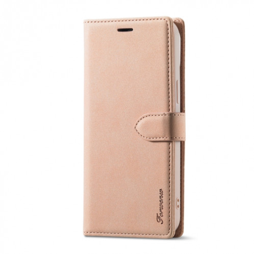 Forwenw F1 Série Matte Matte Strong Magnétisme Horizontal Flip Cuir Coffret avec support & Card Slots & Portefeuille et cadre photo pour iPhone 13 Pro (Rose Gold) SF403A1217-07