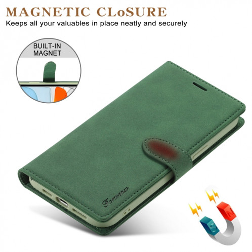 Forwenw F1 Série Matte Matte Strong Magnétisme Horizontal Flip Cuir Case avec support & Card Slots & Portefeuille et cadre photo pour iPhone 13 Pro (Vert) SF403B1716-07