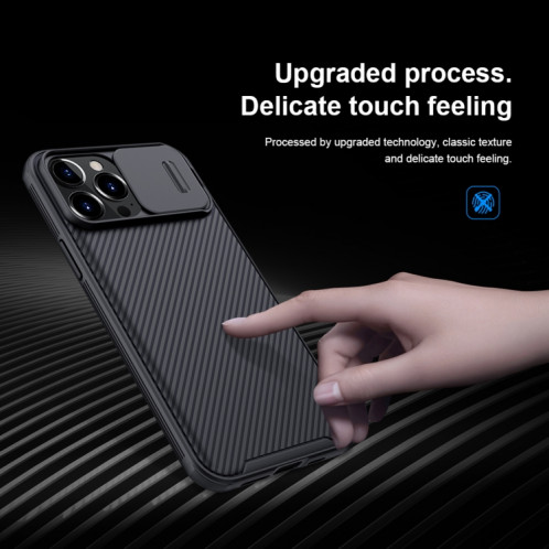 Nillkin Black Mirror Pro Series Camshield Couverture complète Étui de téléphone résistant à la poussière anti-poussière pour iPhone 13 Pro (Noir) SN903A477-08