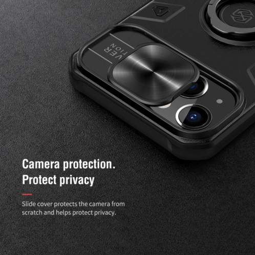 Nillkin Cams-cache-camshalde Armure Cas de protection avec porte-bague invisible pour iPhone 13 (bleu) SN101B859-09