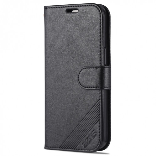 AZNS Texture en peau de mouton Texture Horizontal Horizontal Flip Coating avec porte-cartes et portefeuille pour iPhone 13 (noir) SA401A662-07