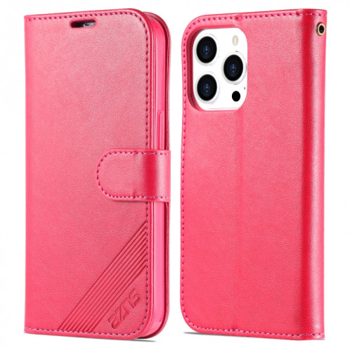 Texture de mouton AZNS Texture horizontale Horizontal Toam Coating avec porte-cartes et portefeuille pour iPhone 13 Pro (rouge) SA403B1248-08