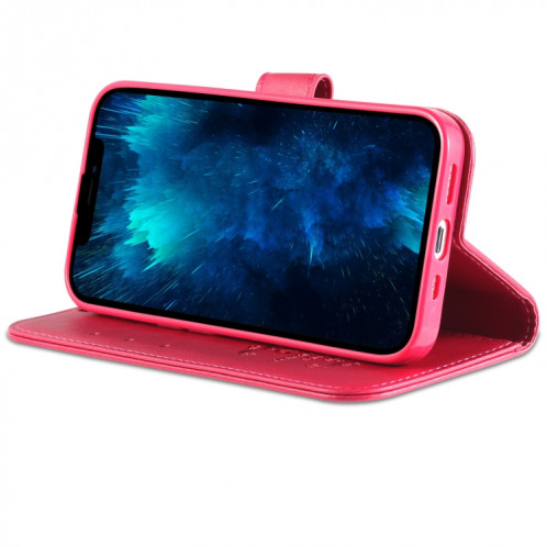 Texture de mouton AZNS Texture horizontale Horizontal Toam Coating avec porte-cartes et portefeuille pour iPhone 13 Pro (rouge) SA403B1248-08