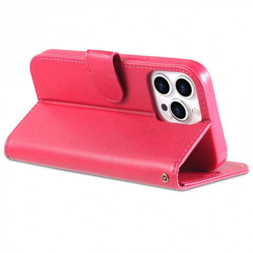 Texture de mouton AZNS Texture horizontale Horizontal Toam Coating avec porte-cartes et portefeuille pour iPhone 13 Pro (rouge) SA403B1248-08