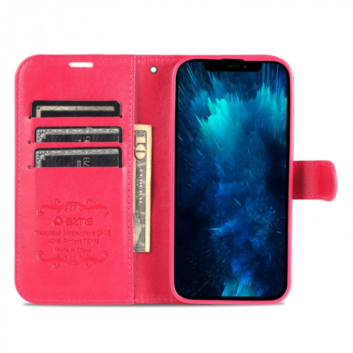 Texture de mouton AZNS Texture horizontale Horizontal Toam Coating avec porte-cartes et portefeuille pour iPhone 13 Pro (rouge) SA403B1248-08