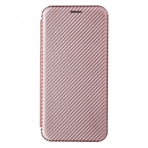 Texture de la fibre de carbone Magnétique Horizontal Horizontal TPU + PC + étui en cuir PU avec emplacement de carte pour iPhone 13 Pro (rose) SH602A1072-07