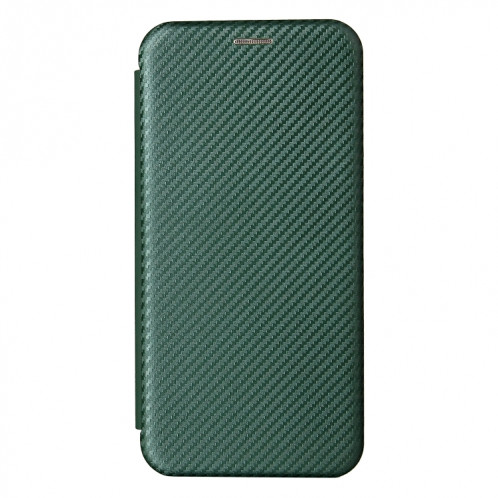 Texture de la fibre de carbone Magnétique Horizontal Horizontal TPU + PC + Etui en cuir PU avec emplacement de carte pour iPhone 13 Pro (vert) SH602D359-07