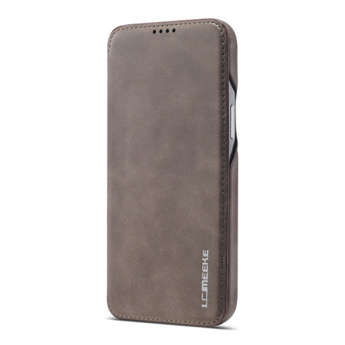 LC.IMEEKE HON HON Série Ancienne Série Horizontale Flip Coating avec support et fente pour carte pour iPhone 13 Pro (Café) SL803C1672-07