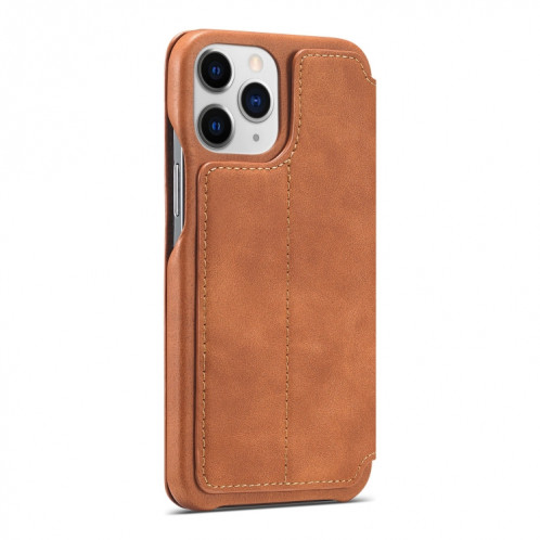 LC.IMEEKE HON HON Série Ancienne Série Horizontale Flip Coating avec support et fente de carte pour iPhone 13 Pro (Brown) SL803E1716-07