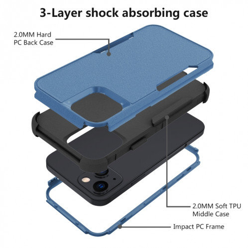 TPU TPU + PC TPU + TPU + PC pour iPhone 13 (bleu royal + noir) SH002C1349-06