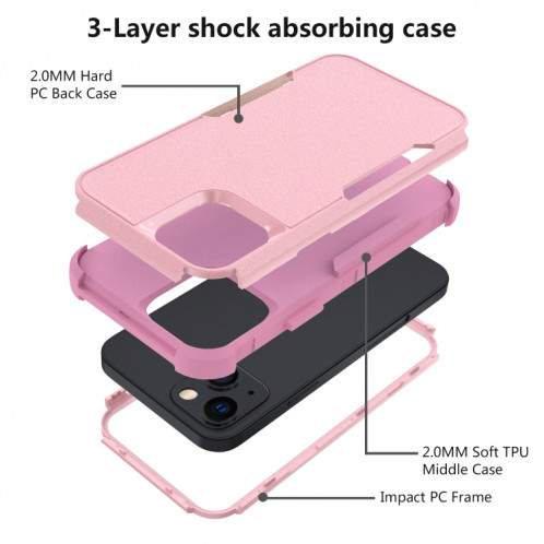 TPU + PC TPU + PC TPUTER pour iPhone 13 (rose) SH002E1388-06