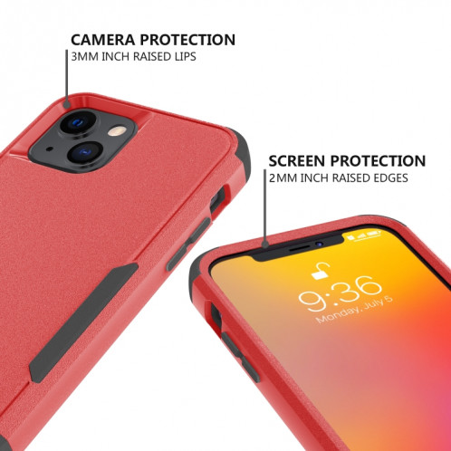Boîte de protection TPU + PC TPU + PC TPU + pour iPhone 13 (rouge + noir) SH002H703-06