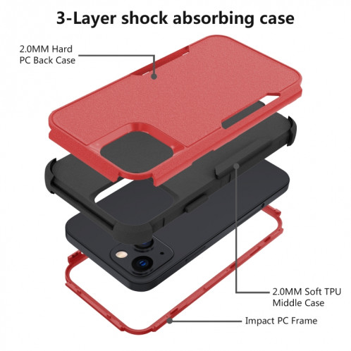Boîte de protection TPU + PC TPU + PC TPU + pour iPhone 13 (rouge + noir) SH002H703-06