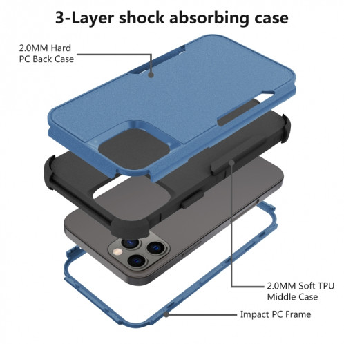 TPU TPU + TPU + PC TPUT-PC pour iPhone 13 Pro (Blue Royal + Black) SH003C1790-06