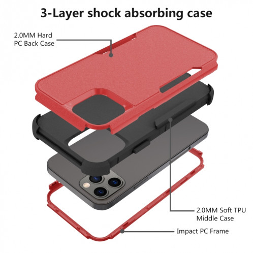 TPU TPU + PC TPU + PC TPUT pour iPhone 13 Pro (rouge + noir) SH003H1045-06
