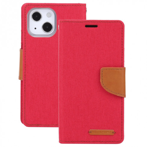 HOBOSPERY TOIVAS Diary Toile Texture Horizontale Flip PU Housse en cuir PU avec support & carte Slots & Portefeuille pour iPhone 13 (rouge) SG602A883-07